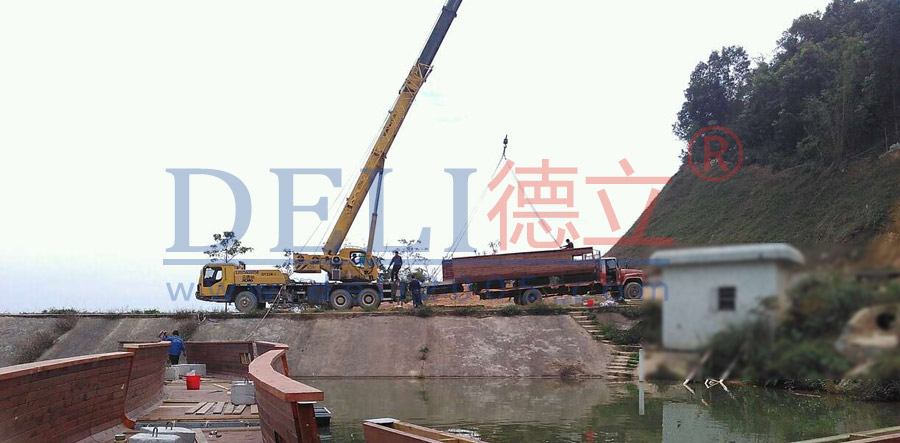 揭阳市宝山湖生态产业园仙林场水库浮桥项目建造施工