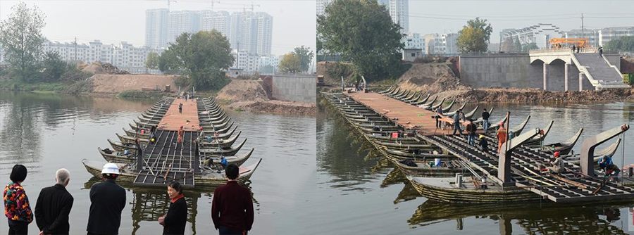 义乌佛堂古镇重现万善浮桥